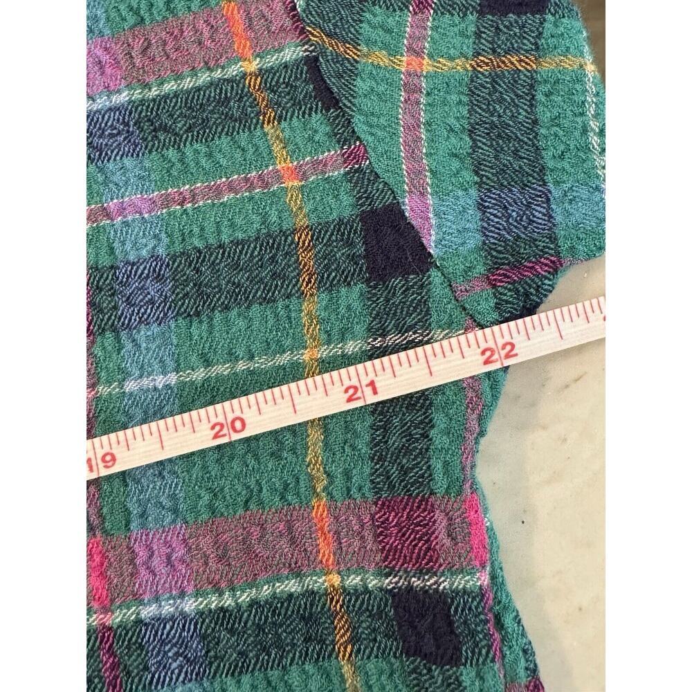 Anthropologie Pilcro Cropped Puff-Sleeve Soft Crinkle Green Plaid Blouse Small - Picture 13 of 13